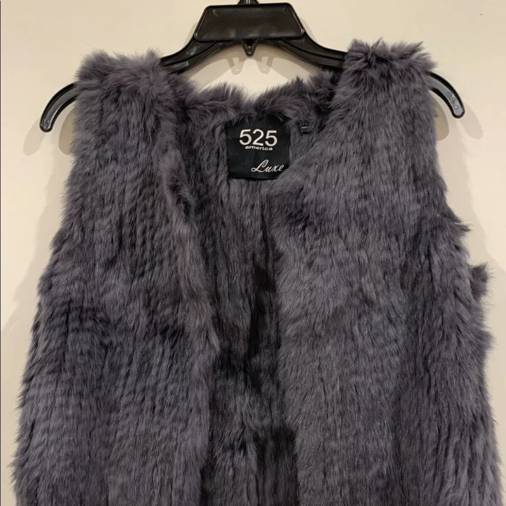 525 America 100% Rabbit Fur Gray Vest Size XS!